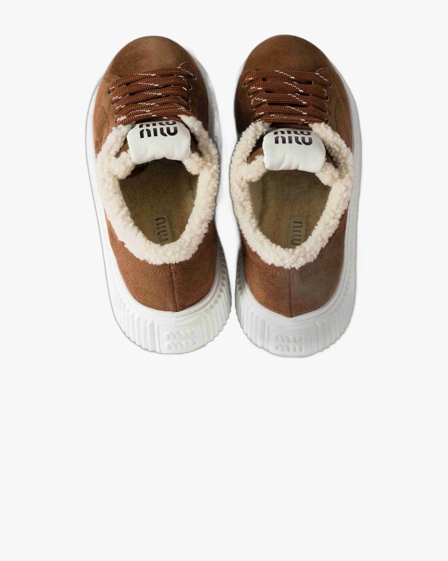 Adidasi de iarna Miu Miu Suede & Shearling Brown