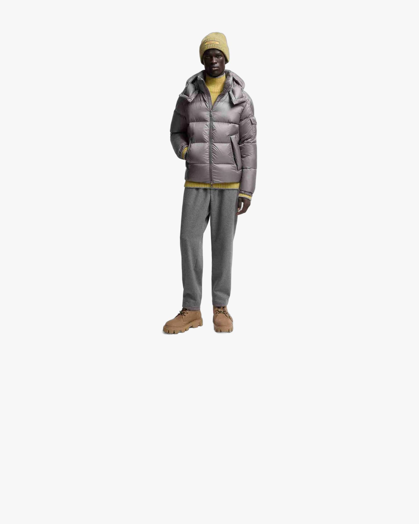 Geaca Moncler Couyere Hooded Short Down  Grey