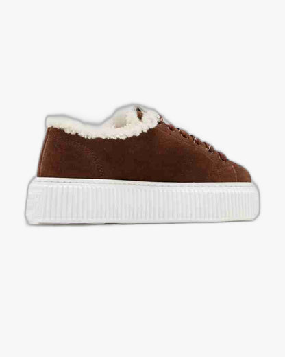 Adidasi de iarna Miu Miu Suede & Shearling Cocoa