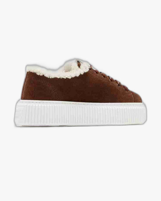 Adidasi de iarna Miu Miu Suede & Shearling Cocoa