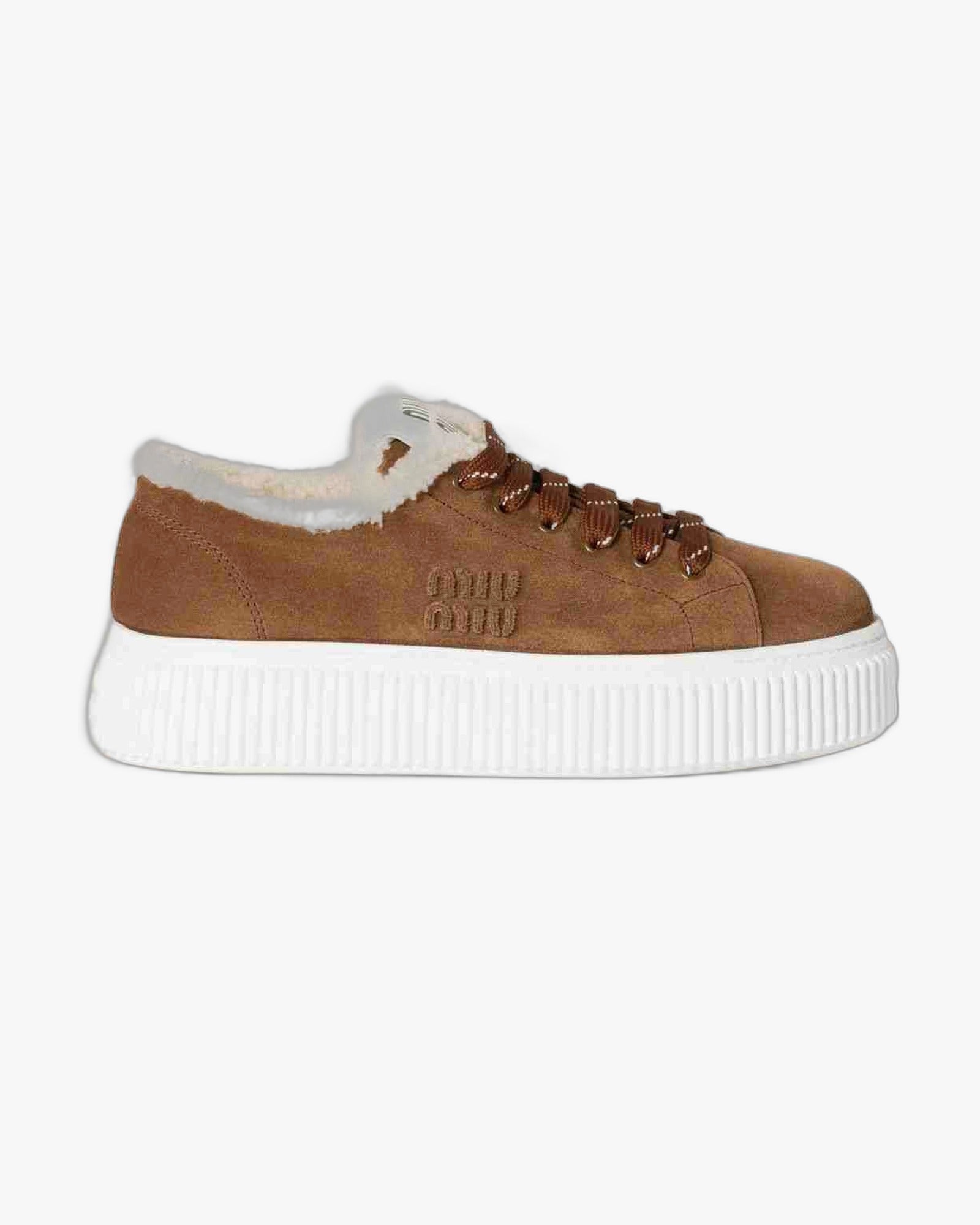 Adidasi de iarna Miu Miu Suede & Shearling Brown