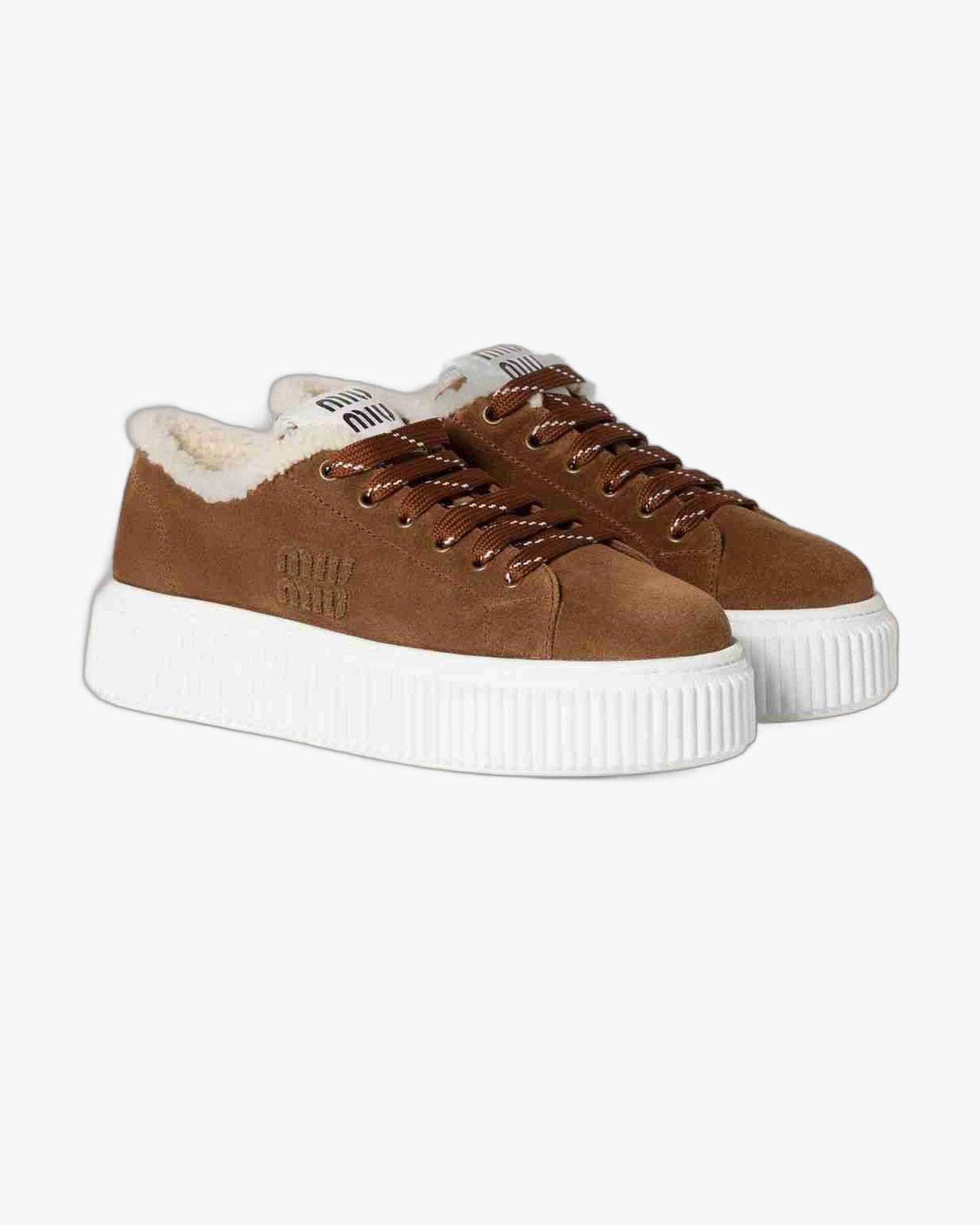 Adidasi de iarna Miu Miu Suede & Shearling Brown