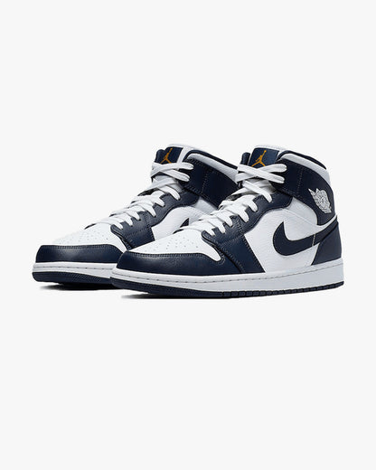 Air Jordan 1 Mid White Metallic Gold Obsidian