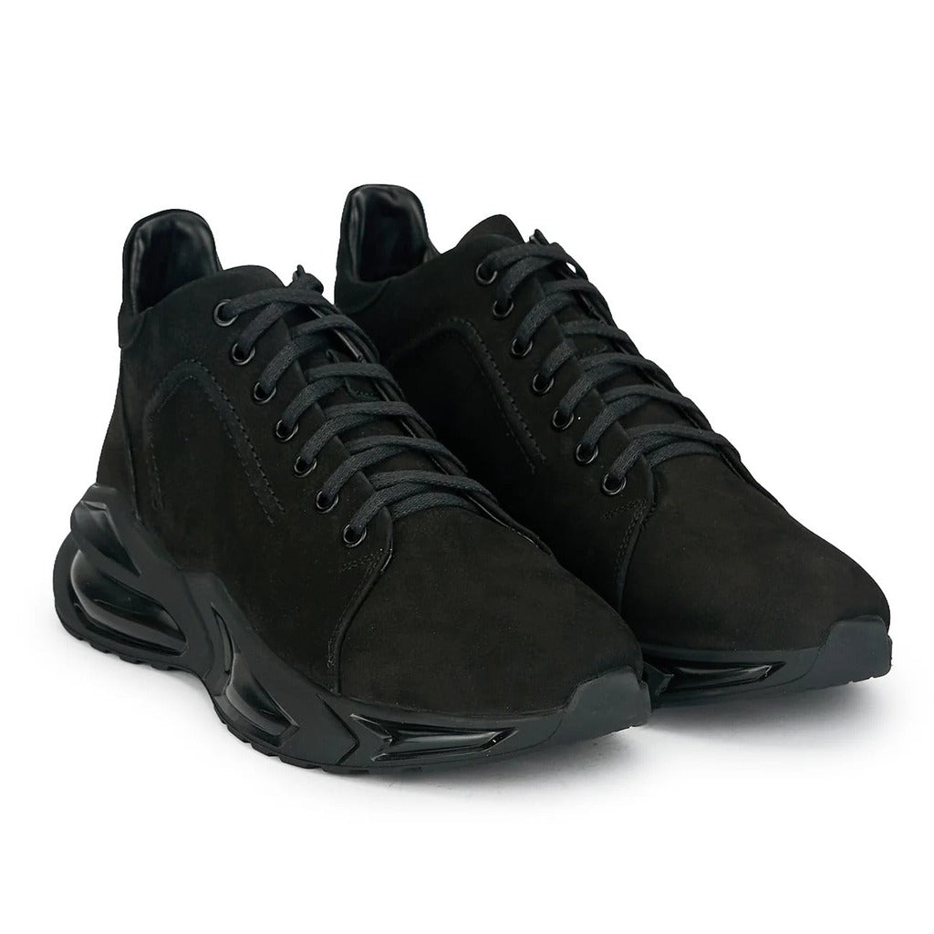 Ghete Sport-Casual Bărbați Piele Naturală Neagră Urban Pulse - OneShoes (Foto 2)