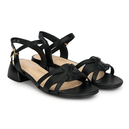 Sandale Elegante Damă Piele Naturală Neagră Toc 3cm Sofia - OneShoes (Foto 2)