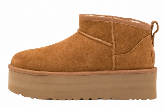 UGG Classic Ultra Mini Platform Chestnut — vedere laterală, fundal alb