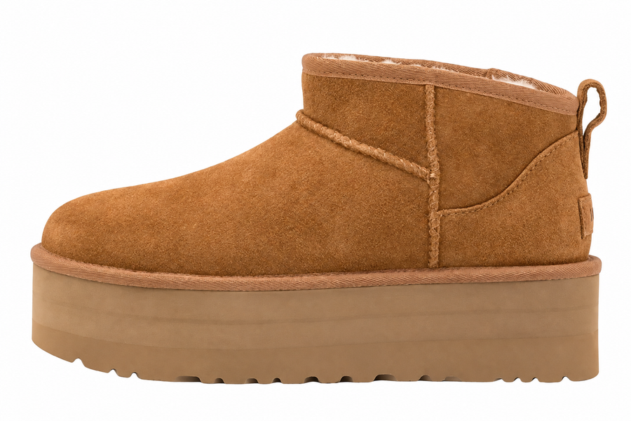 UGG Classic Ultra Mini Platform Chestnut — vedere laterală, fundal alb