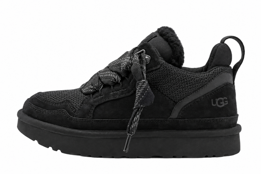 UGG Lowmel Black — vedere laterală, fundal alb