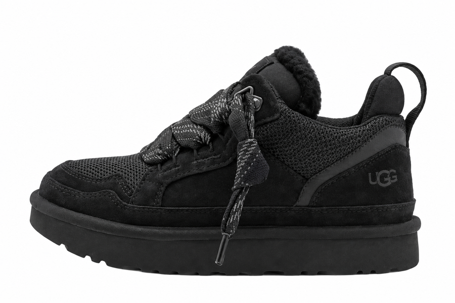 UGG Lowmel Black — vedere laterală, fundal alb