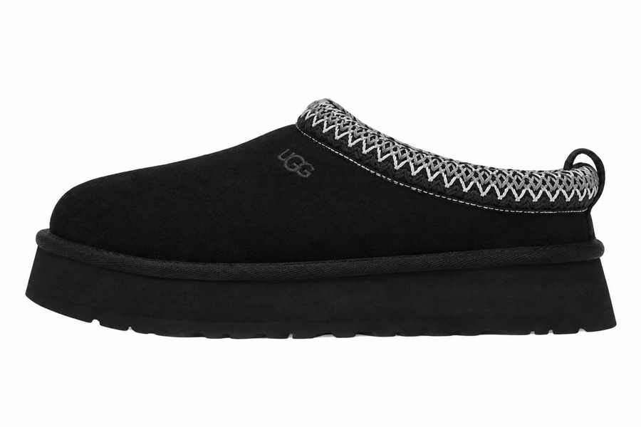 UGG Tazz Slipper Black — vedere laterală, fundal alb